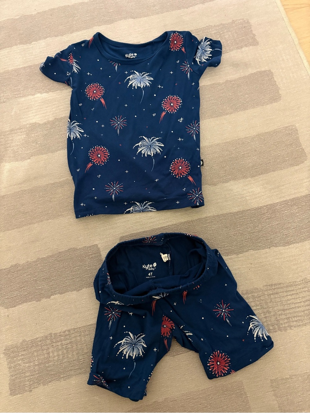 Kyte BABY Navy Red and White Fireworks Two-Piece Set